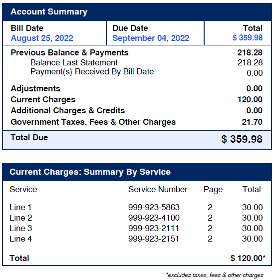 What charges will appear on my PDF bill? Optimum Mobile